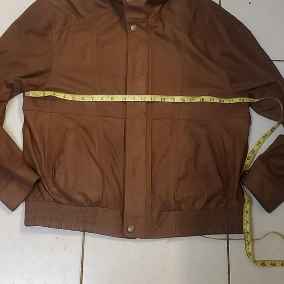 SCULLY LAMBSKIN genuine LEATHER brown cognac BOMBER JACKET large - Picture 2 of 12